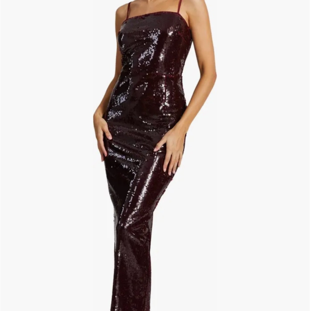 Elegant Burgundy Sequin Gown
